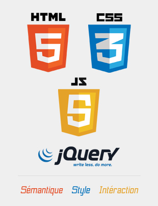 Logo HTML5 CSS3 Javascript jQuery. Agence web du Pays de Brest